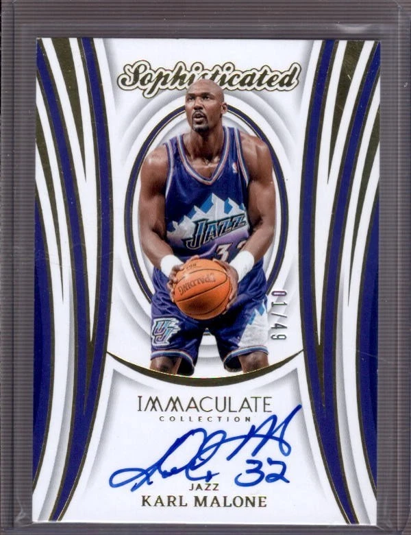 Karl Malone Panini Autographed Basketball Trading Card Singles for