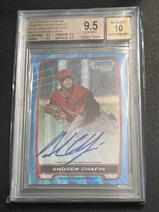 2012 Bowman Chrome Blue Wave Ref Andrew Chafin Auto RC Rookie #d/50 BGS QUAD 9.5 - Bild 1 von 3