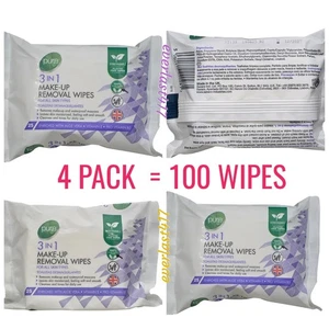 PURE FACIAL 3 IN 1 COMPLETE MAKE UP REMOVAL FACE CLEANSING 100 WIPES = 4 PACK - Picture 1 of 7