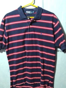 POLO by Ralph Lauren Mens L Red and Blue Striped Polo Shirt - Picture 1 of 11