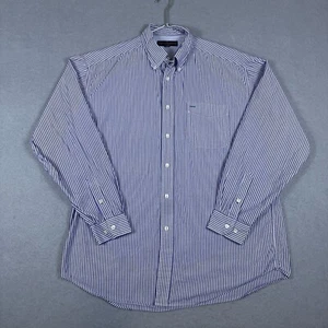Vintage Tommy Hilfiger Golf Mens Large Blue Striped Long Sleeve Button Down - Picture 1 of 7