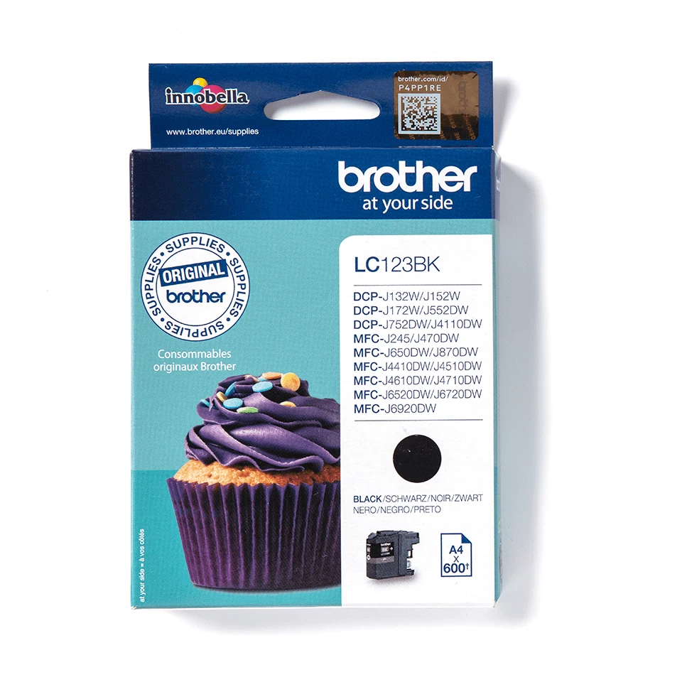 Brother LC123BK cartouche d'encre Noire authentique (TVA incluse) - Photo 1/1
