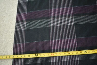 Por 1/2 yarda, 58" de ancho, rosa gris y negro tartán/a cuadros lana de peso medio, L15 Foto 1 de 4