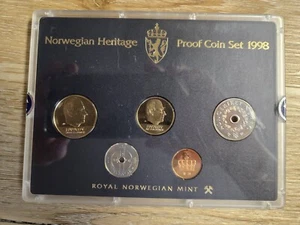 1998 Norwegian 5 Coin Proof Set Royal Norwegian Mint - Picture 1 of 6