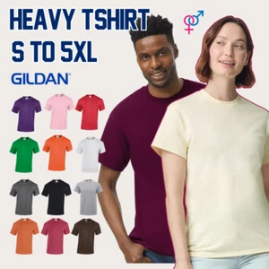 GILDAN Men Women Heavy Cotton Plain T shirts Half Sleeve Summer Unisex Tee GD005 - Picture 1 of 19