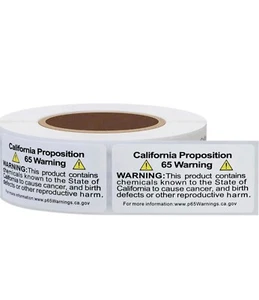 Aleplay Prop 65 California Warning Labels, lot 10 Rolls - Picture 1 of 2
