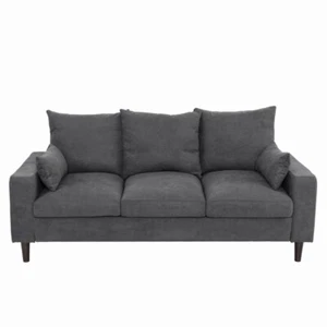 3 Seater Upholstered Sofa Couch Linen Fabric Loveseat Modern Living Room Sofa - Picture 1 of 9