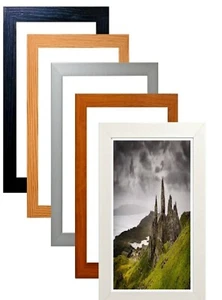 Wood Picture Frame Acrylic Glass Black Poster Frame White Dark Oak Photo Frames - Picture 1 of 6