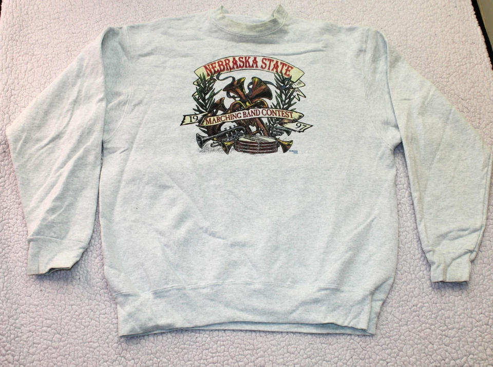 Sudadera Gris Vintage Concurso Banda Marchante del Estado de Nebraska 1997 Adulto XL Foto 1 de 4