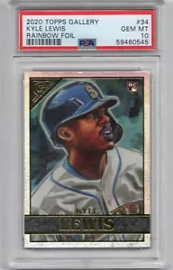 2020 Topps Gallery Kyle Lewis Rainbow Foil PSA 10 GEM MT #34 Rookie Card - Bild 1 von 2