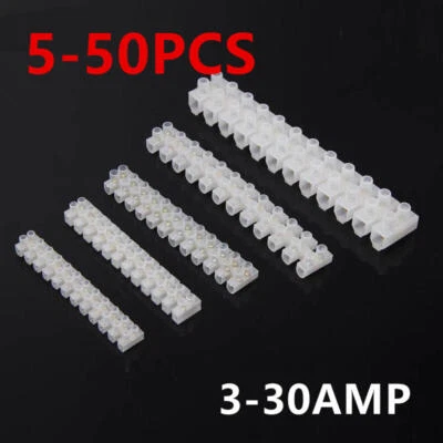 5-50PCS Terminal Block 12 Way Strip Electrical Wire Block 3AMP- 30 AMP Connector - Image 1 of 4