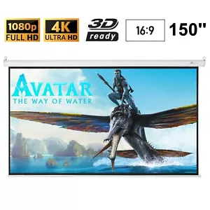 Visualax Motorised 4K 150" inch High Contrast Grey Projector Screen +Remote 16:9 - Picture 1 of 6