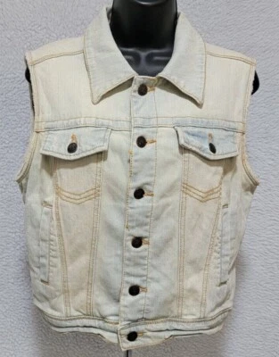 American Rag Cie 女式背心夹克外套 L 码大号无袖纽扣牛仔裤 — 第 1/4 张图片