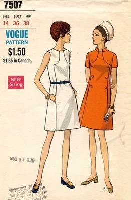 1960's  VOGUE Misses' Dress Pattern 7507 Size 14 UNCUT - Image 1 of 2