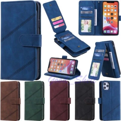 For iPhone 11 12 Pro Max SE XR 6s 7 8 Plus Wallet Flip Stand Leather Case Cover - Image 1 of 4