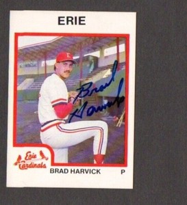 Brad Harvick 1987 ProCards authentic autographed card Erie Cardinals