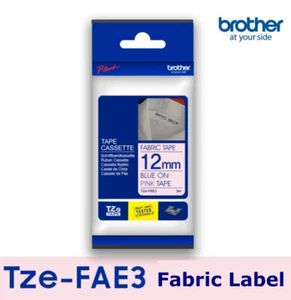 Brother Label Tape Tze-FAE3 Fabric Label 12mm Blue on Pink Tape Genuine Usps/Ems - Picture 1 of 18