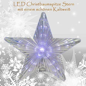 LED Christbaumspitze kalt-weiß Lauflicht Weihnachtsbaumspitze Fensterdeko 220V - Bild 1 von 4