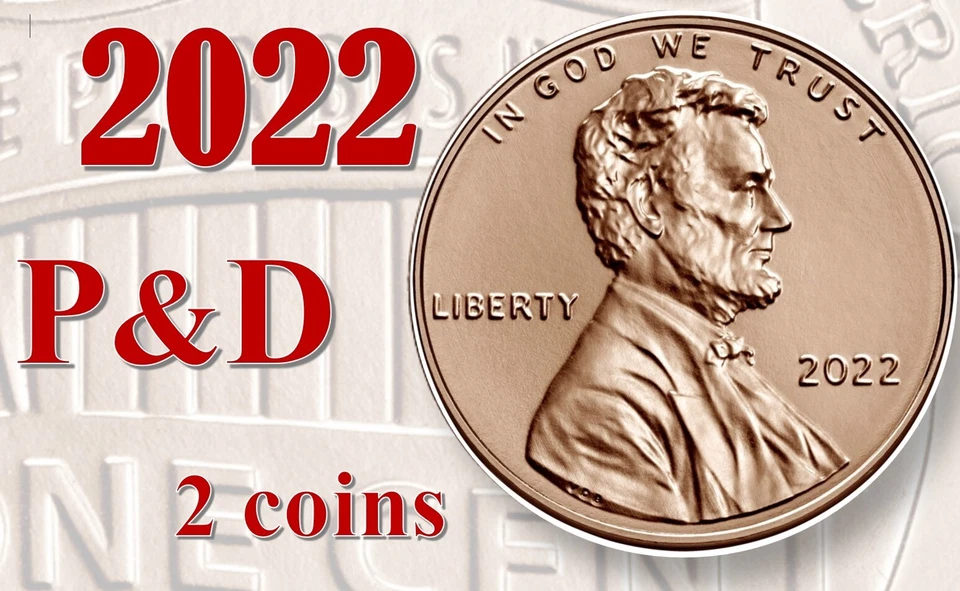 💰 2022 P & D Lincoln Shield Cents / 1 Penny - UNC - 2 coins - Image 1 of 4