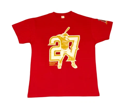 LA Angels T-Shirt #27 Mike Trout's 27th Birthday SGA  8/7/1991 NEW In Bag Cover