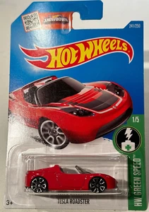 2016 🔥HOT WHEELS🛞 TESLA ROADSTER 1/5 HW GREEN SPEED #241/250 RED - Picture 1 of 6