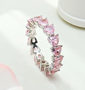 18K Gold Vermeil Pink Diamond Heart Ring, Lab Grown, Luxury Chic - Picture 1 of 11