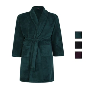 Espionage Men’s Dressing Gown Plain Long Sleeve Fleece Robe with a Tie 2XL-8XL - Picture 1 of 4