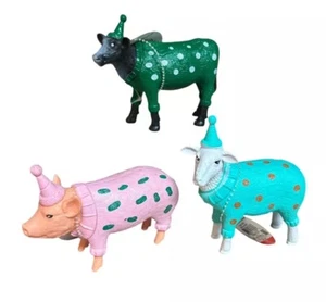 Lote de 3 figuras de animales de fiesta de granja Ankyo Target ovejas vaca cerdo NUEVO - Imagen 1 de 2
