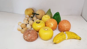 VINTAGE ALABASTER MIX FRUIT: APPLES, ORANGES, GRAPES, PEACH, LEMON + (12 PIECES) - Picture 1 of 5