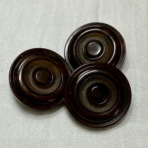 3 Large Vintage Buttons Shank For Jacket Or Focal Brown Shades Subtle Pattern - Picture 1 of 4