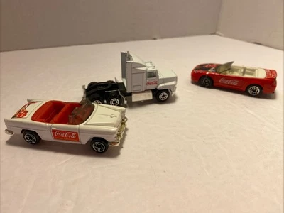 3 Matchbox Coca Cola Vehicles Ford Aeromax Semi, 1999 Mustang, 1955 Bel Air - Image 1 of 4