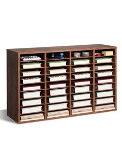 VEVOR Wooden Document Holder 36 Compartments Removable Shelves Dark Brown - Picture 1 of 12