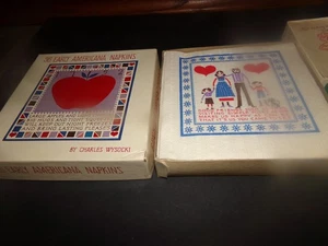 vintage Box Early American paper Napkins Designer Charles Wysocki Apple Family - Picture 1 of 6