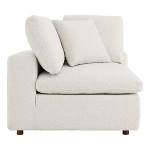 Modway Commix Upholstered Boucle Fabric Corner Chair in Ivory - Picture 1 of 8