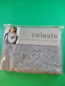 NEW Celeste Cashmere Wool Blend Infinity Scarf Grey Knit Luxury cozy WARM - Picture 1 of 7