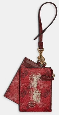 Juego de estuche para tarjetas Coach Lanyard con estampado de caballo y carruaje rojo brillante/cereza F84637 Foto 1 de 4