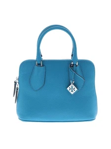 Tory Burch blaue Mini Swing Tasche aus genarbtem Leder - Bild 1 von 4