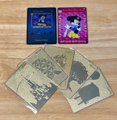 Juego de 7 tarjetas de seguridad de Walt Disney World de metal y cartón Orlando FL Florida Foto 1 de 4