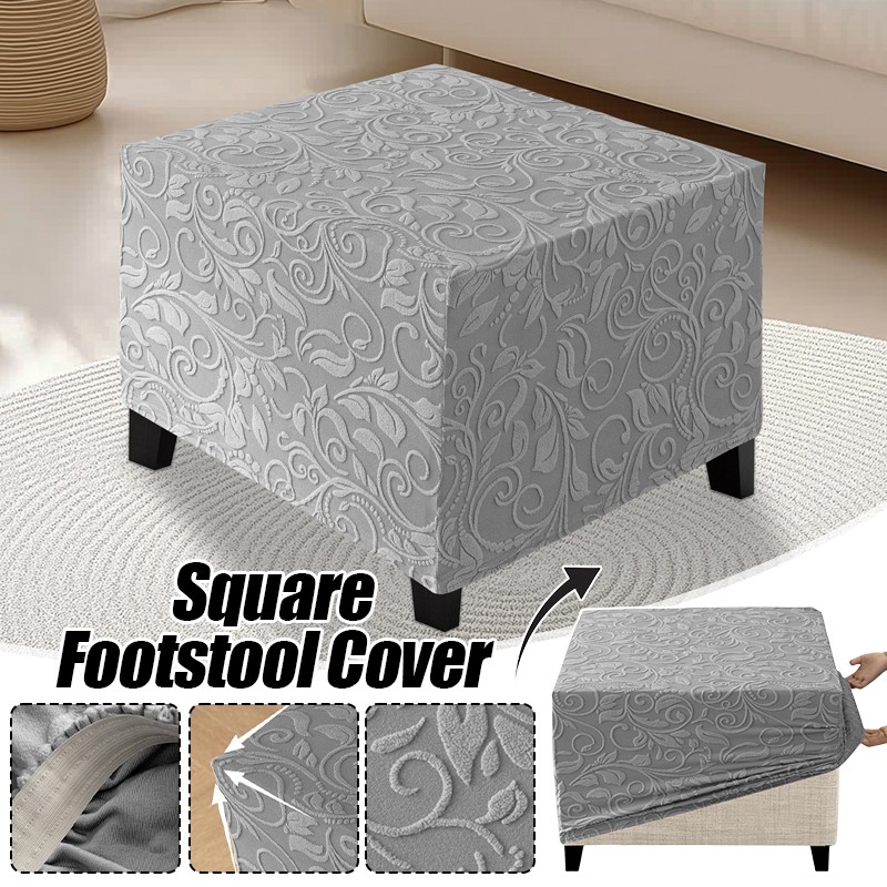 JHLD Velluto Copri Pouf Rettangolare, Copri Poggiapiedi Elasticizzato Copertura dell'Ottomano Morbido Con Fondo elastico Fodera per Pouf Per Gatti Cani -Cachi-piccolo