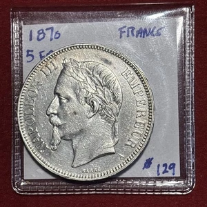 1870 5 Francs Napoleon III French Empire 0.900 Silver 25g Old France Coin - Picture 1 of 15