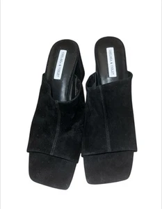 Chelsea & Violet Tulah Suede High Block Heel Slide Mules Shoes Size 10 - Picture 1 of 4
