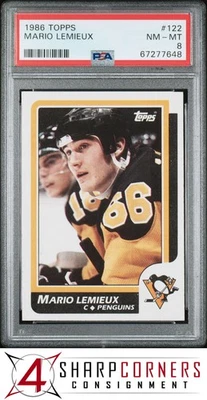 1986 TOPPS #122 MARIO LEMIEUX PENGUINS HOF PSA 8 - Image 1 of 4