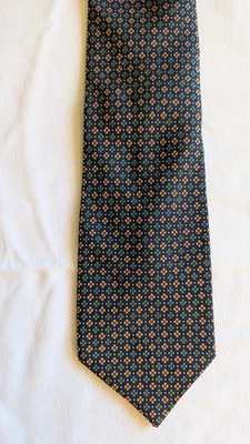 Gitman Brothers 蓝色领带,带黄色、红色和绿色装饰 — 第 1/4 张图片