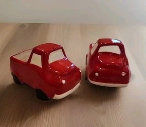 2er Set Keramik Rot LKW Bauernhaus Pflanzgefäße. 4x3 - Bild 1 von 6