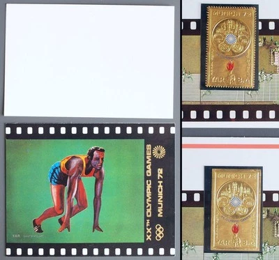 YEMEN YAR 1971 OLIMPIADAS, XF MNH/** Perf + Imperf folleto de lámina de oro puro, deportes Foto 1 de 4