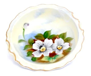Plato Baratija Redondo Porcelana Granny Core Floral Dorado Vieira Borde Lugenes Japón - Imagen 1 de 5
