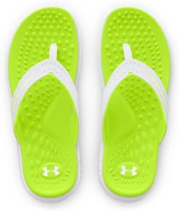 Sandalias para mujer Under Armour Ignite Pro Marbella chanclas blancas verde neón - Imagen 1 de 7