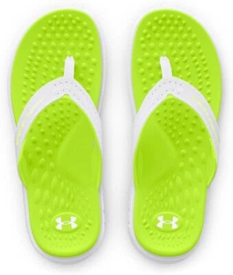 Sandalias para mujer Under Armour Ignite Pro Marbella chanclas blancas verde neón Foto 1 de 4
