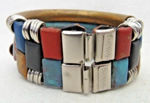 Dannah Gripoix Cuff Bangle Bracelet Couture Runway Modern Vintage Tribal Signed - Picture 1 of 6