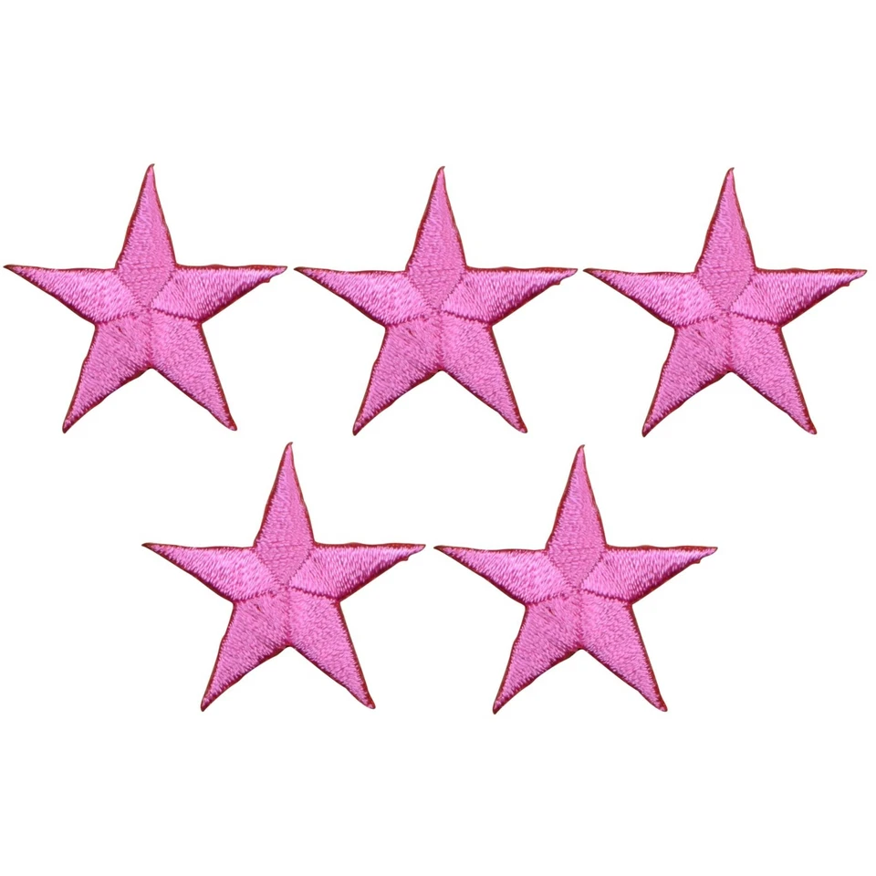 Parche con apliques estrella - rosa intenso, fucsia 1,25" (paquete de 5, planchar) Foto 1 de 1